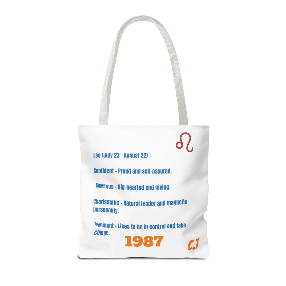 Personalized Year & Initial, Leo Vibes Zodiac White Tote Bag