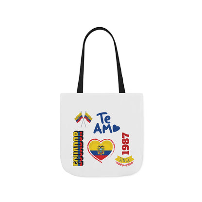Ecuador Canvas Tote — "Te Amo" Heart Flag Design Personalized initial and D.O.B