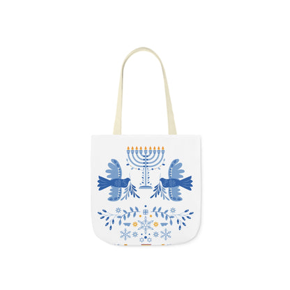 Blue and White Hanukkah Canvas Tote Bag