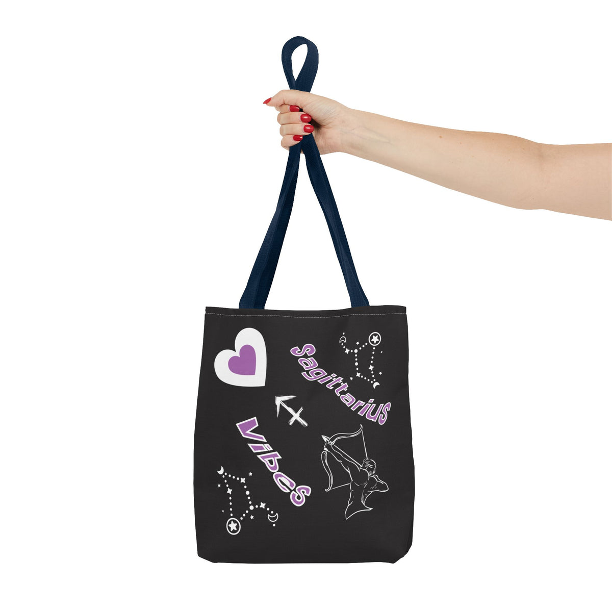 Personalized Initial & D.O.B Sagittarius Zodiac BlackCanvas Tote Bag