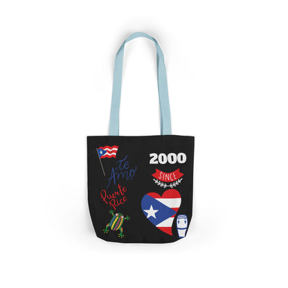 Puerto Rico Pride Canvas Tote Bag — Personalized with initial and D.O.D