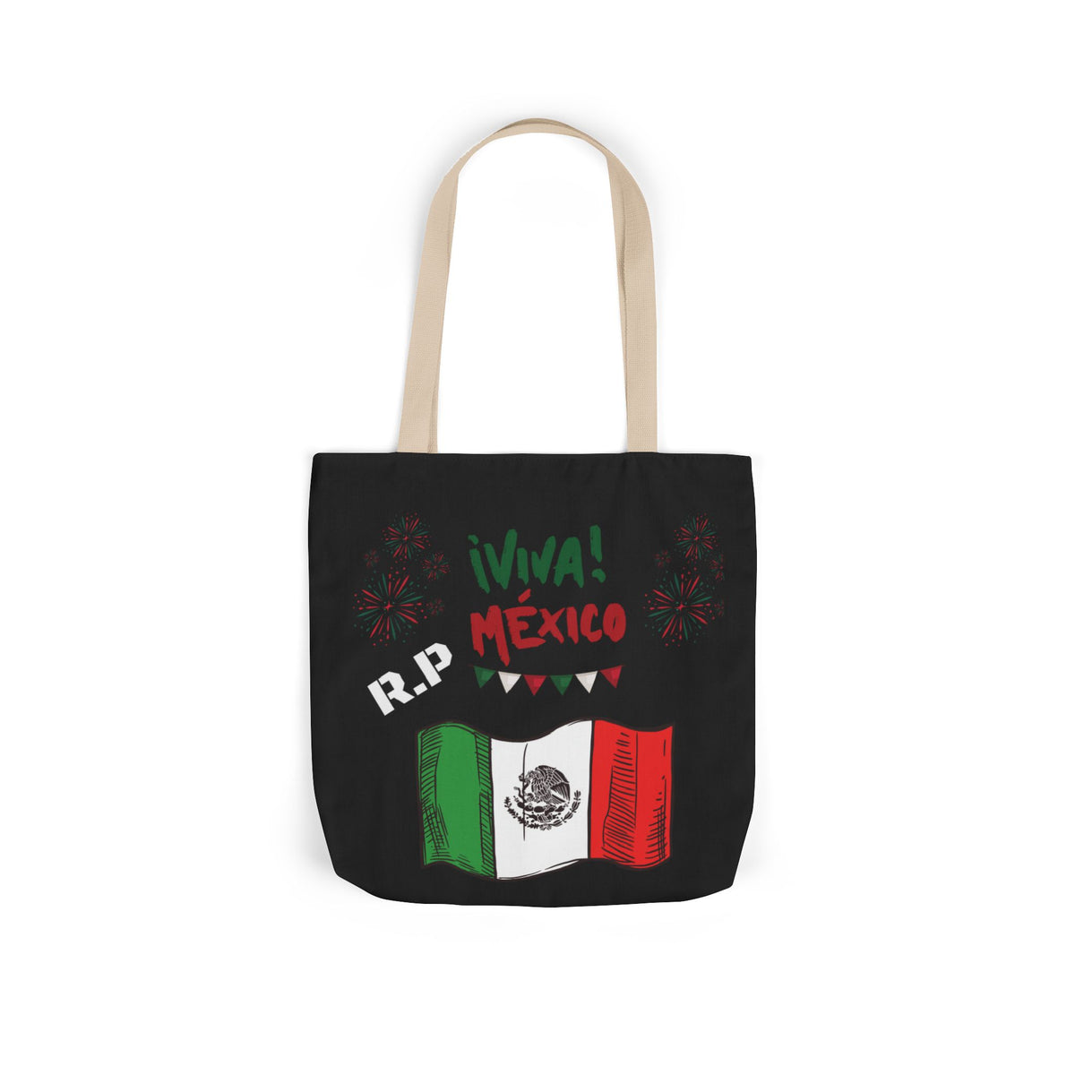 Personalized D.O.B and initial Viva México Flag Canvas Tote  Reusable Bag