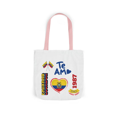 Ecuador Canvas Tote — "Te Amo" Heart Flag Design Personalized initial and D.O.B