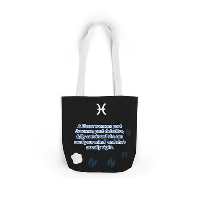 Personalized Zodiac D.O.B. Black Canvas Tote Bag