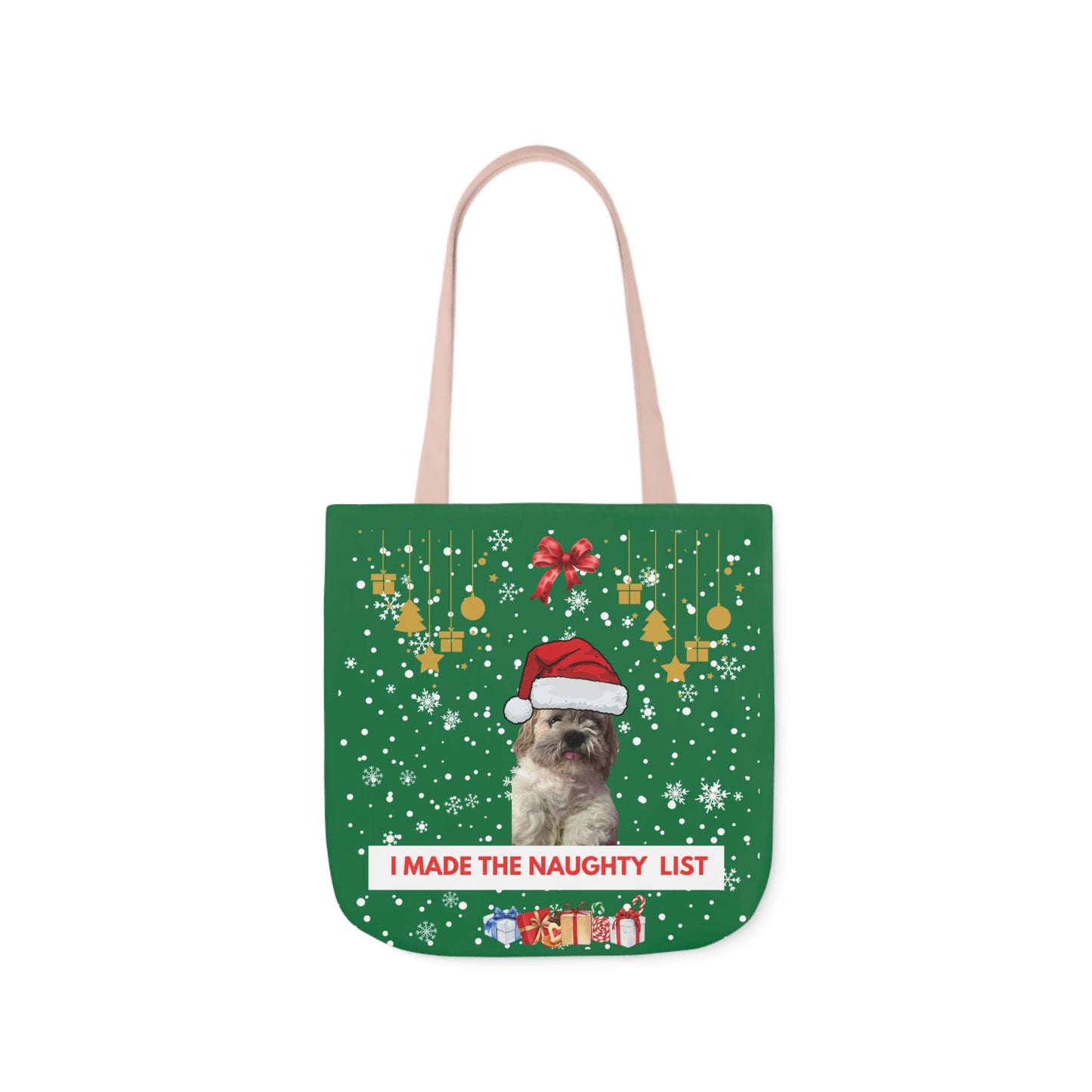 Green Christmas Personalized pet Canvas Tote Bag