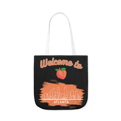 Black and orange Atlanta AOP tote bag with peach on the front cover