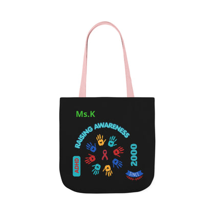 Autism Awareness Canvas Tote — Rainbow Handprints & Ribbon Design