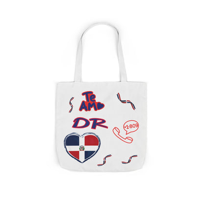 Personalized D.O.B & intinial,Dominican Republic Heart Canvas Tote —