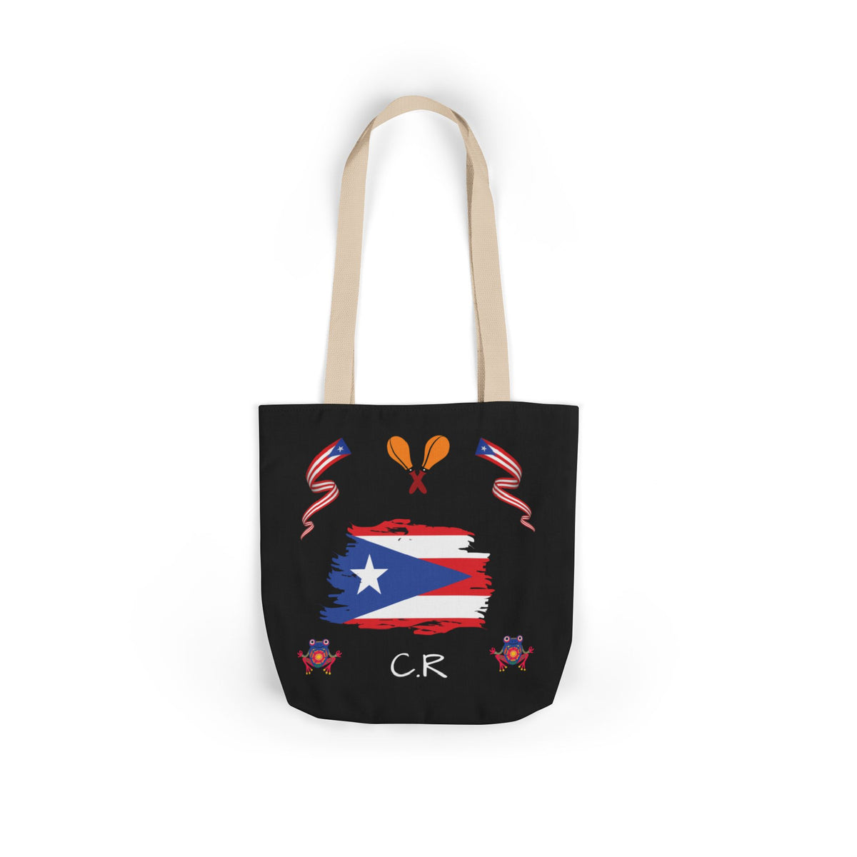 Puerto Rico Pride Canvas Tote Bag — Personalized with initial and D.O.D
