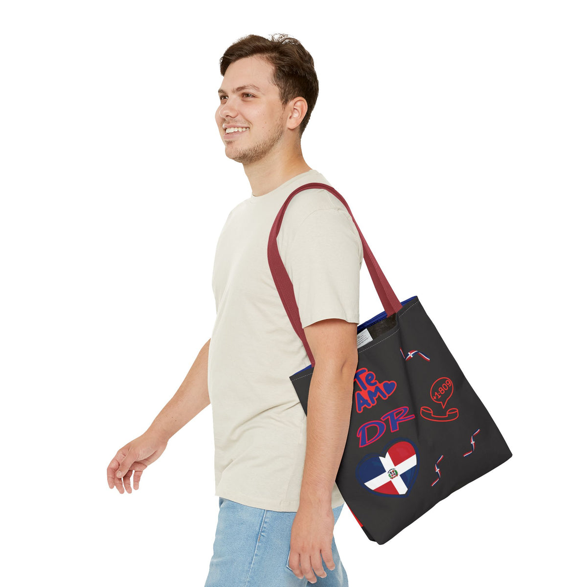Personalized Initials & D.O.B Dominican Republic CanvasTote Bag