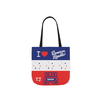Personalized D.O.B & intinial,Dominican Republic Heart Canvas Tote —