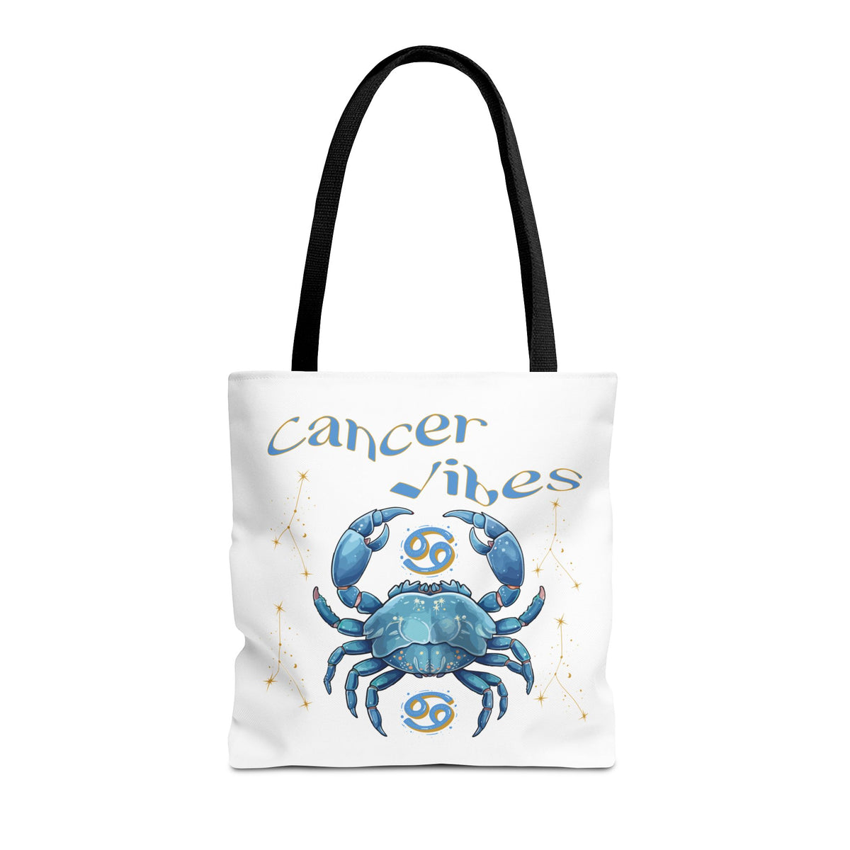 Personalized Initials & D.O.B Cancer Zodiac White Canvas Tote Bag – June 21–July 22 Astrology Gift