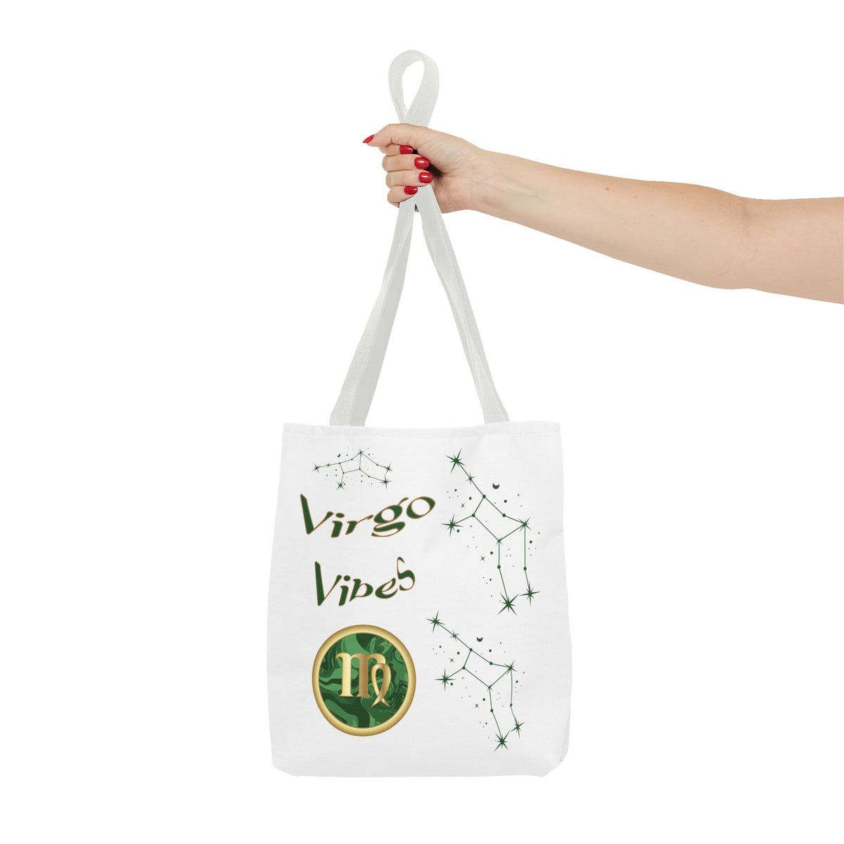 Personalized Initial & D.O.B Virgo Vibes Zodiac White Tote Bag