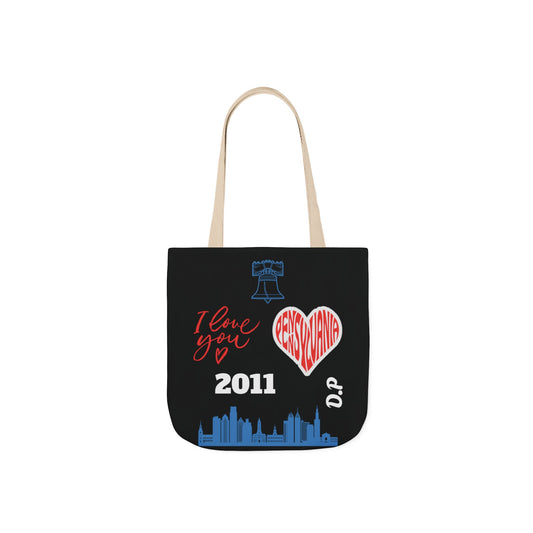 Black Canvas Tote Bag — Custom Initials & D.O.B. Pennsylvania bag