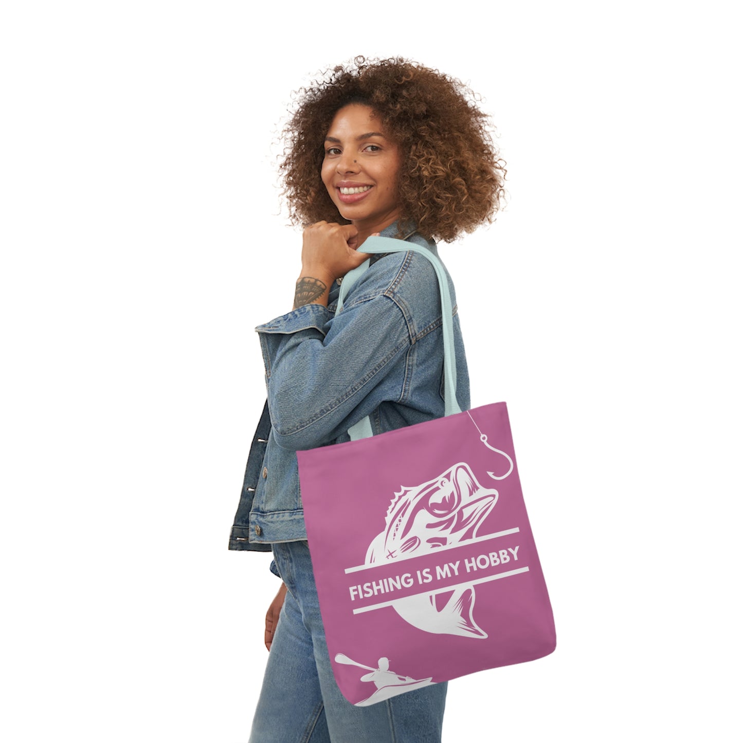 Fishing Canvas Pink Tote Bag