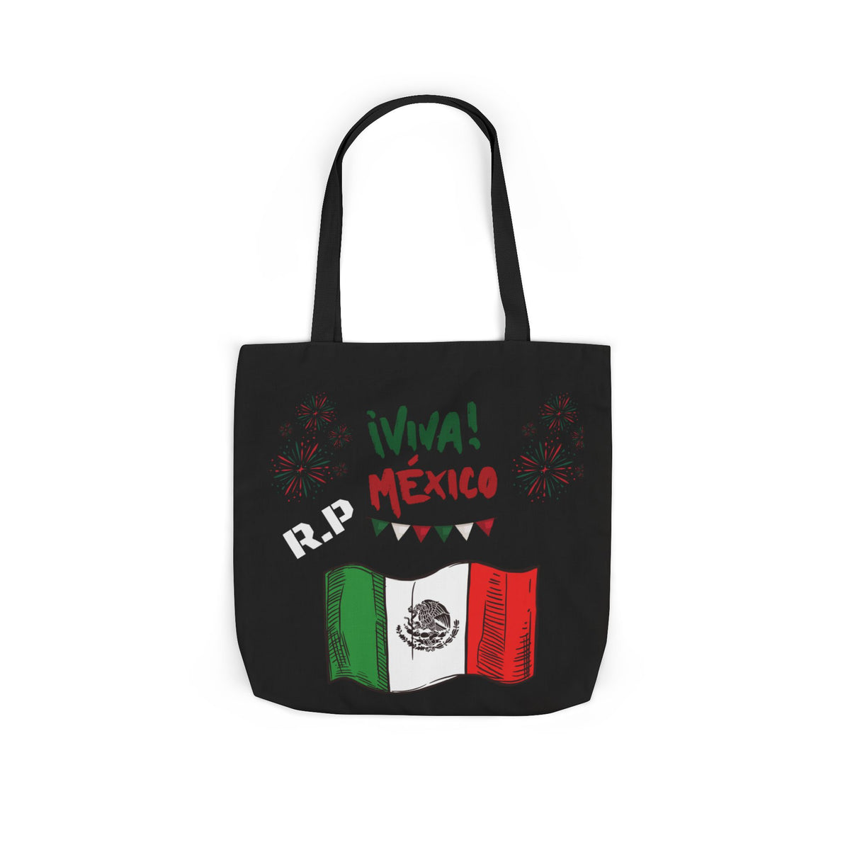 Personalized D.O.B and initial Viva México Flag Canvas Tote  Reusable Bag