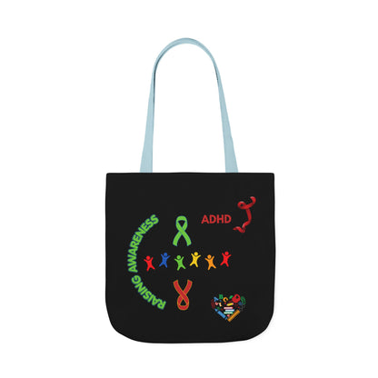 Autism Awareness Canvas Tote — Rainbow Handprints & Ribbon Design