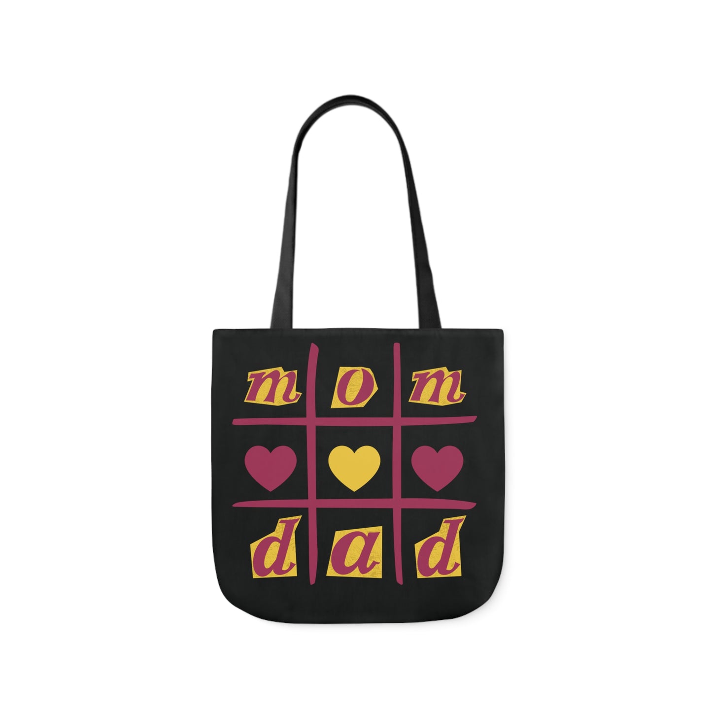 Canvas Tote Bag, Black Family Tic Tac Toe Design