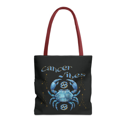 Black Zodiac Cancer Tote Bag