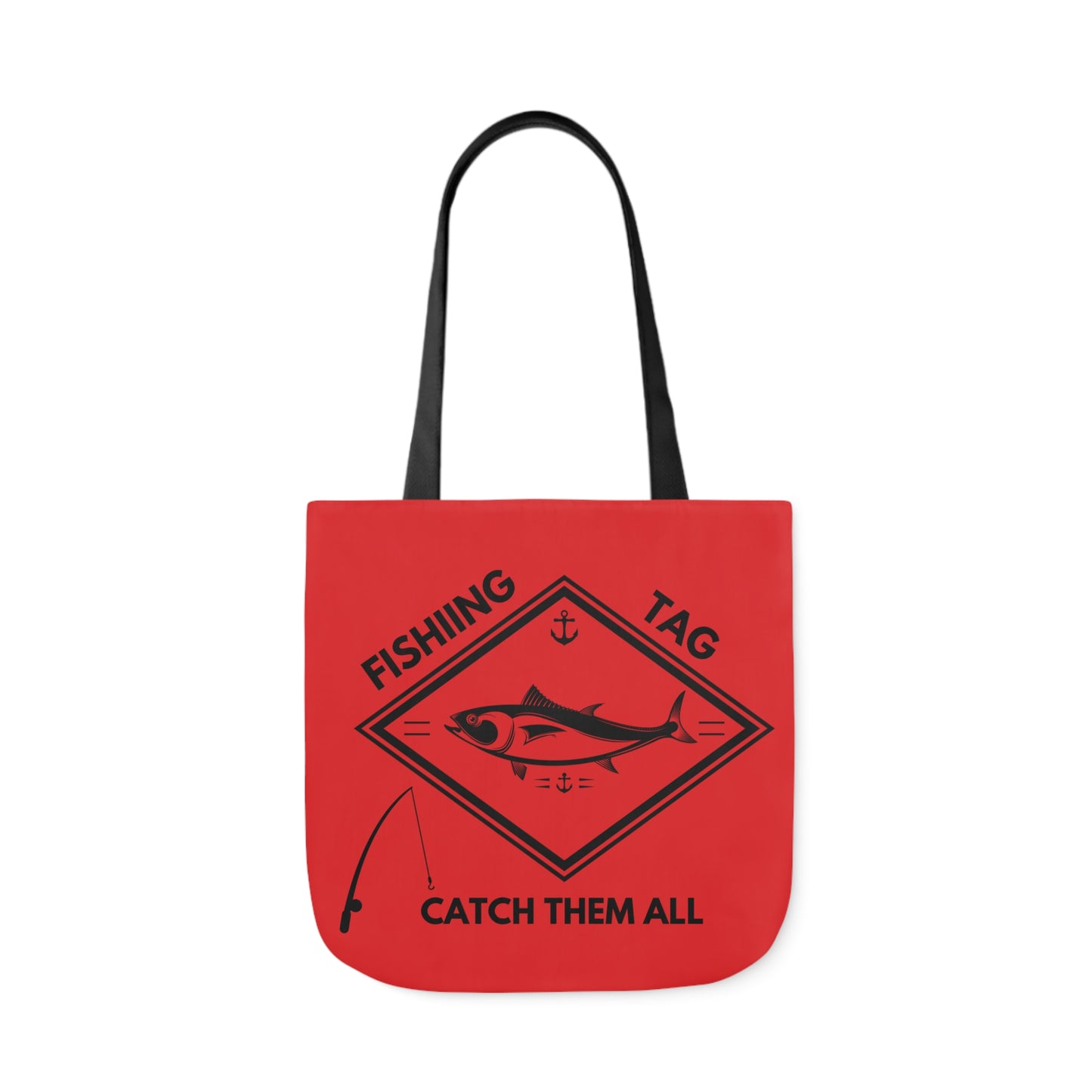 Fishing Canvas Red Tote Bag