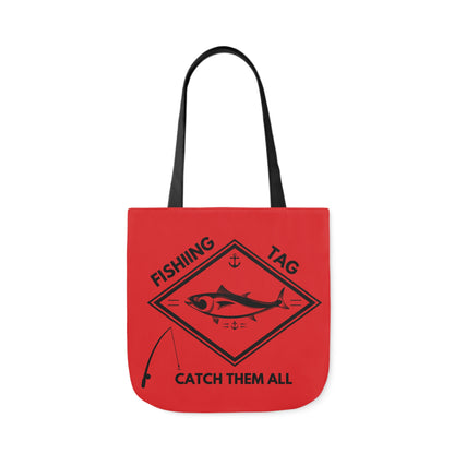 Fishing Canvas Red Tote Bag