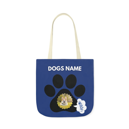 Blue Personalized Dog Canvas Tote Bag