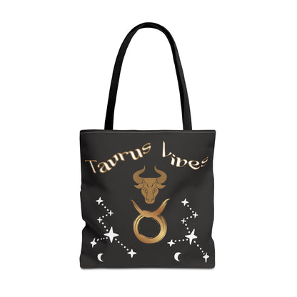 Personalized Taurus Vibes' Zodiac Canvas Tote Bag with Birth Year & Initials