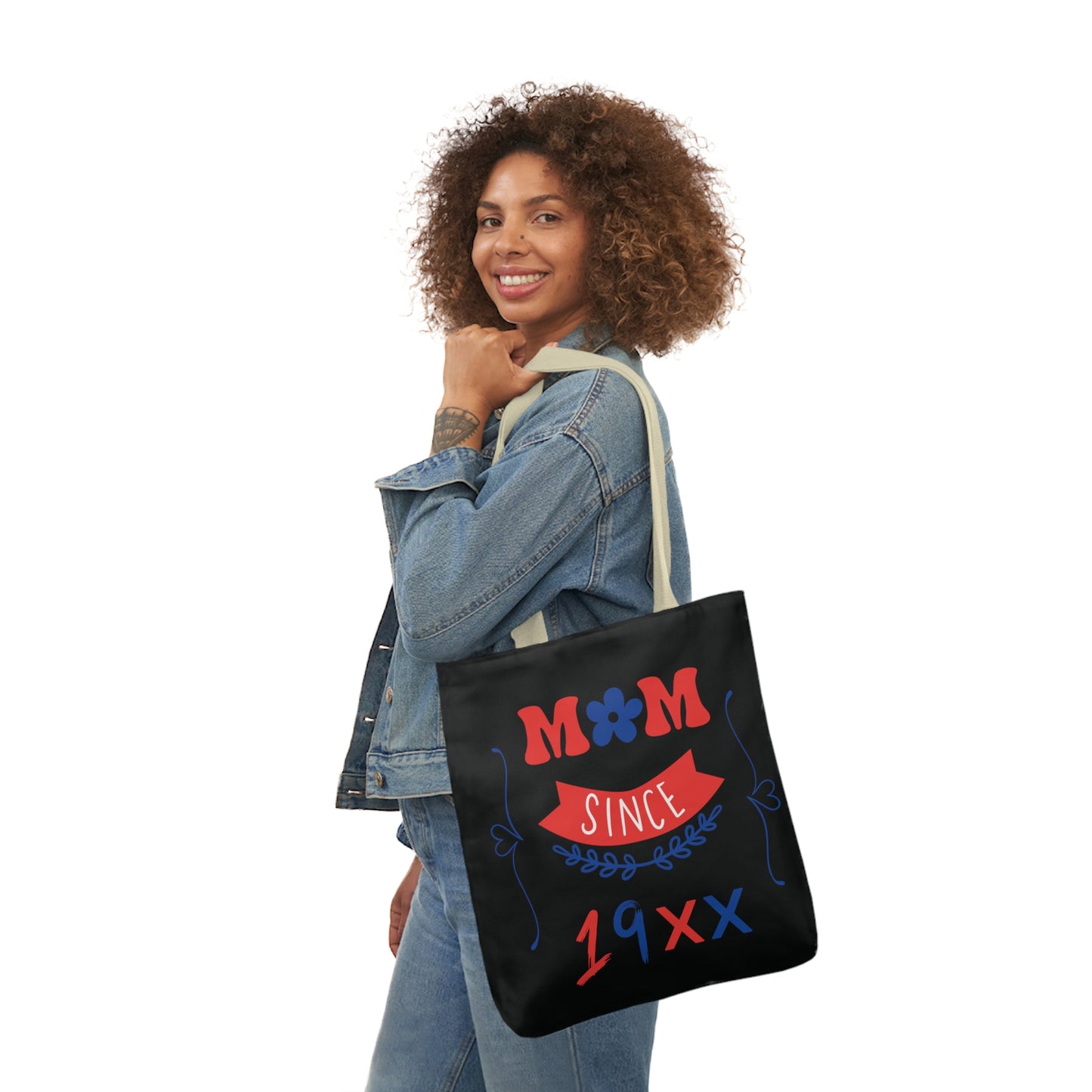 Mom Black Canvas Tote Bag