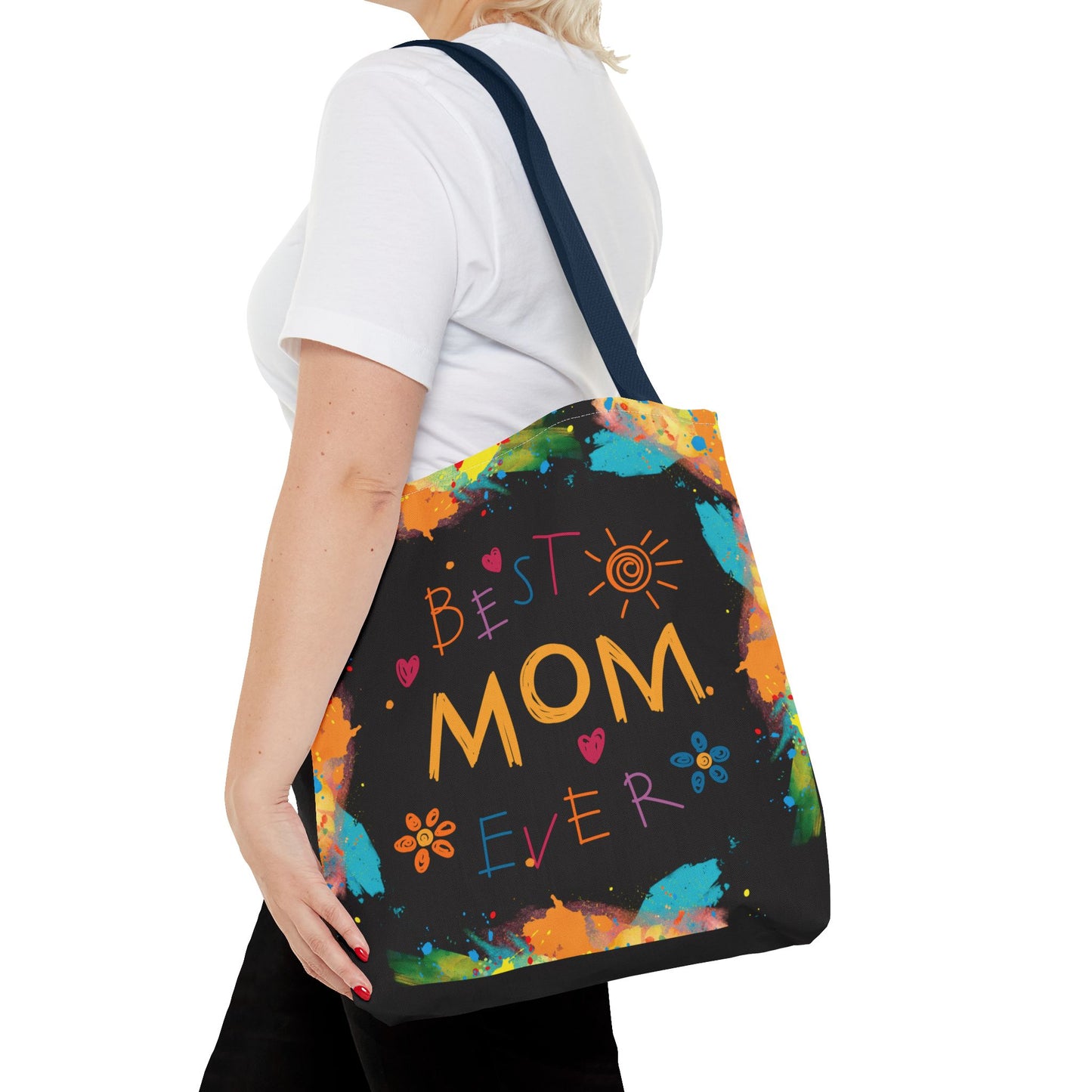 Personalized Mom Canvas Tote Bag — Watercolor Initials Splash