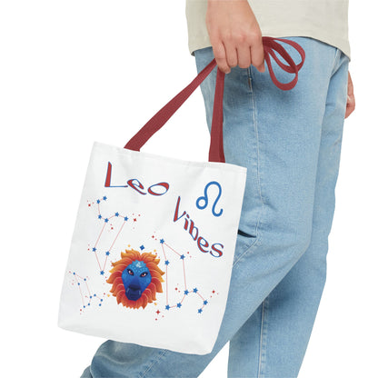 Personalized Year & Initial, Leo Vibes Zodiac White Tote Bag