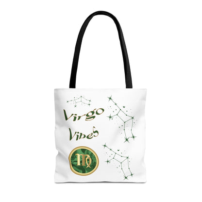 Personalized Initial & D.O.B Virgo Vibes Zodiac White Tote Bag