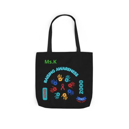Autism Awareness Canvas Tote — Rainbow Handprints & Ribbon Design