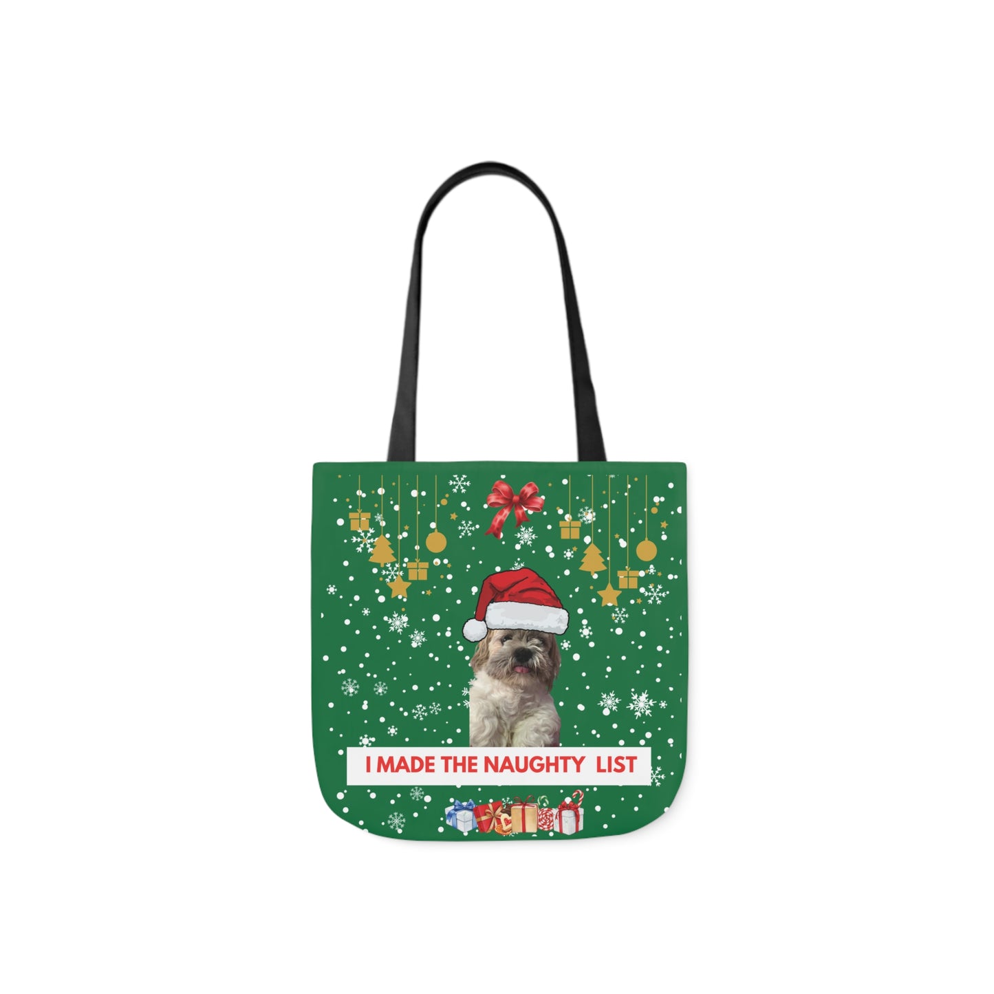 Green Christmas Personalized pet Canvas Tote Bag