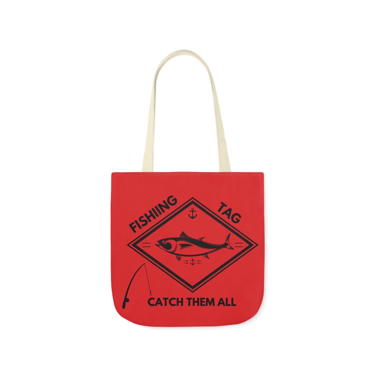 Fishing Canvas Red Tote Bag