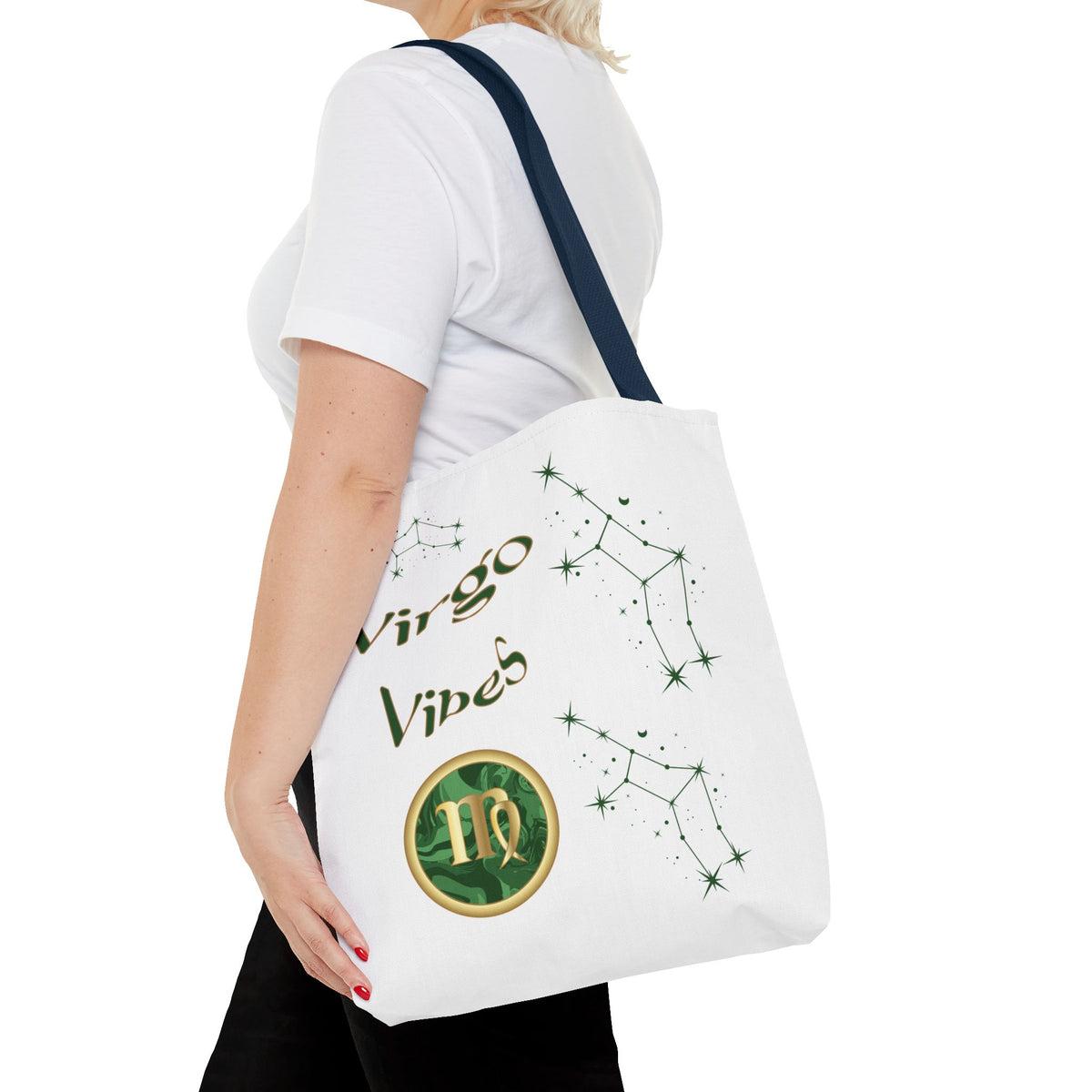 Personalized Initial & D.O.B Virgo Vibes Zodiac White Tote Bag
