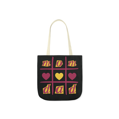 Canvas Tote Bag, Black Family Tic Tac Toe Design