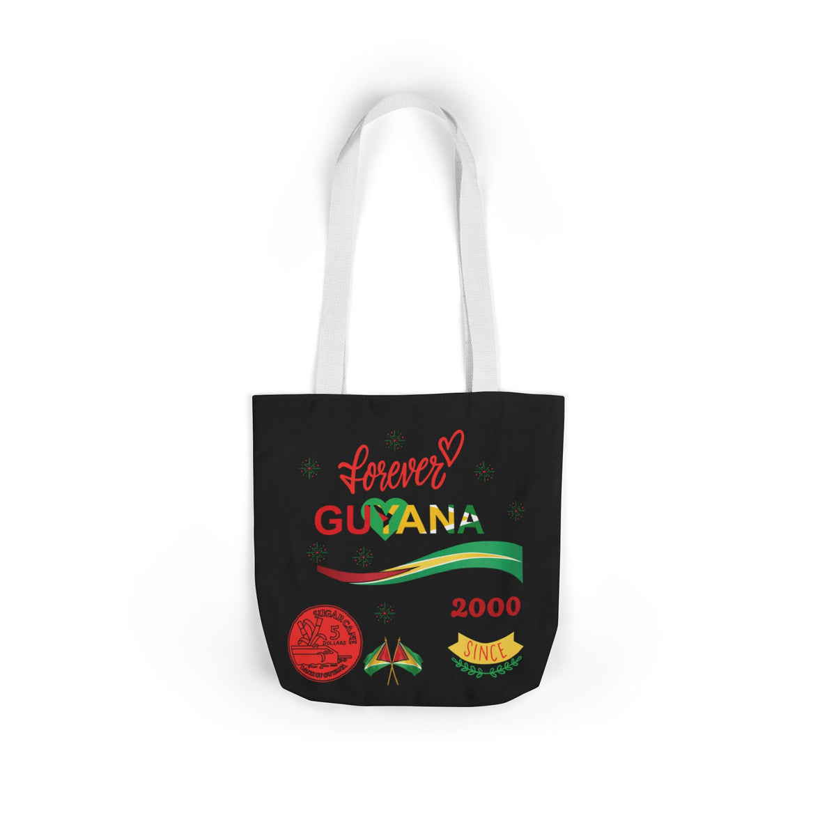 Personalized D.O.B and initial Love You Guyana Canvas Tote Bag