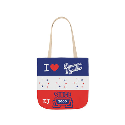 Personalized D.O.B & intinial,Dominican Republic Heart Canvas Tote —