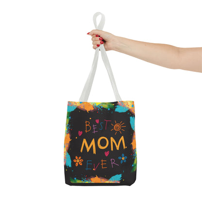 Personalized Mom Canvas Tote Bag — Watercolor Initials Splash