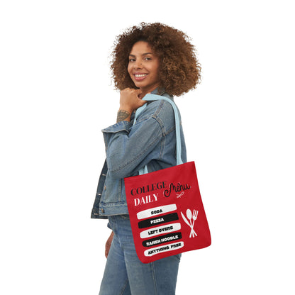 Funny Student Red Canvas Tote Bag