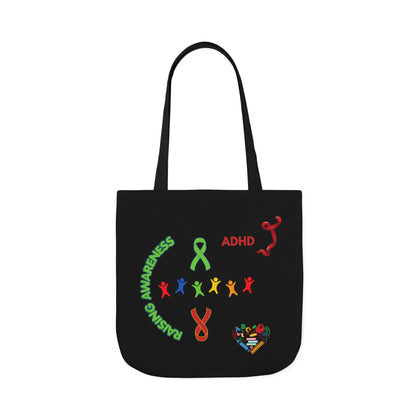 Autism Awareness Canvas Tote — Rainbow Handprints & Ribbon Design
