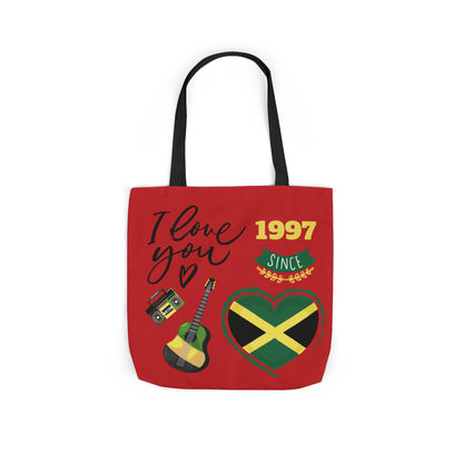 Personalized D.O.B & Initial Jamaica Theme Canvas Tote Bag