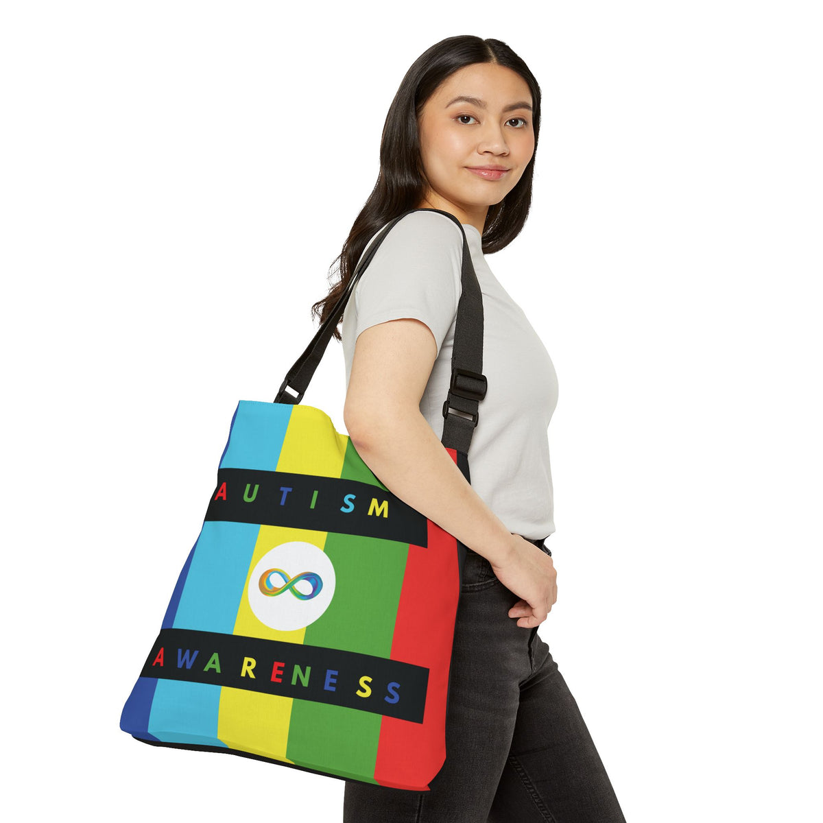 Personalized Initial Autism Awareness Adjustable Tote Bag