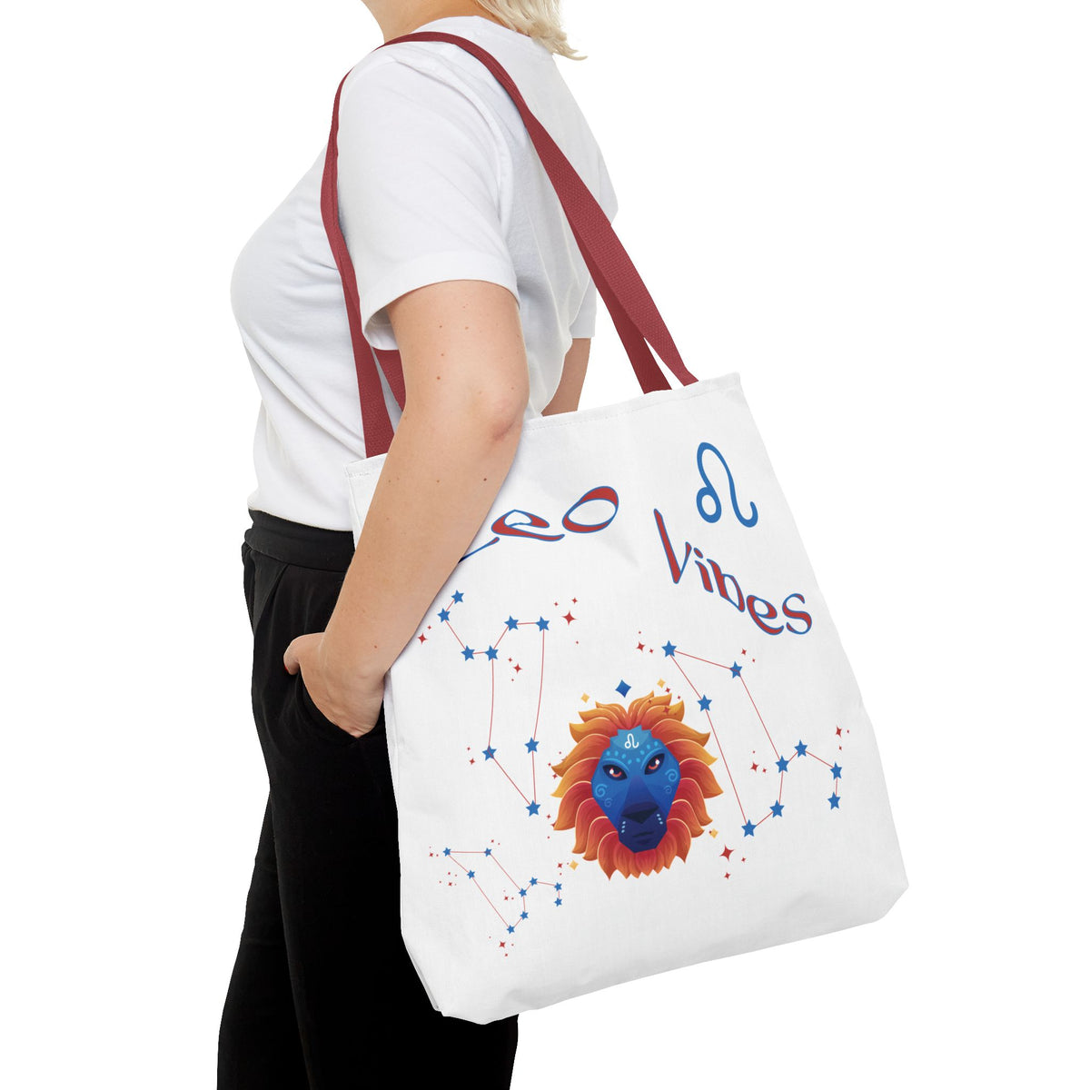 Personalized Year & Initial, Leo Vibes Zodiac White Tote Bag