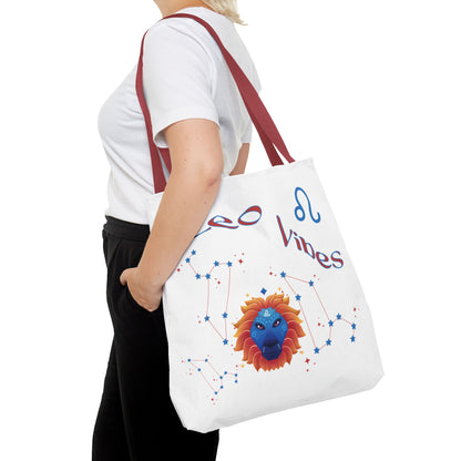 Personalized Year & Initial, Leo Vibes Zodiac White Tote Bag