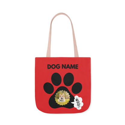 Red and Black Personalized Dog Canvas Tote Bag