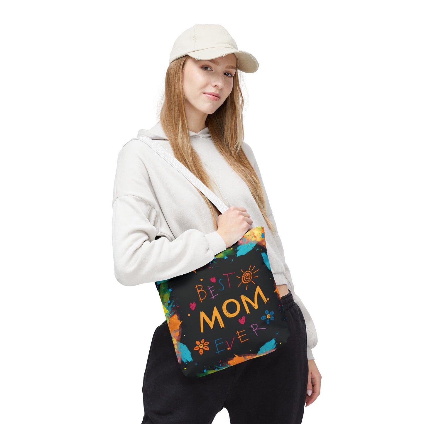 Mom Black Graphic Canvas Tote Bag