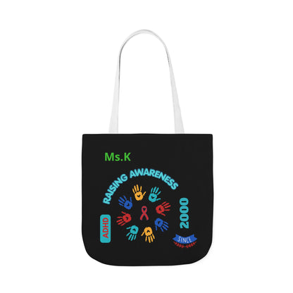 Autism Awareness Canvas Tote — Rainbow Handprints & Ribbon Design
