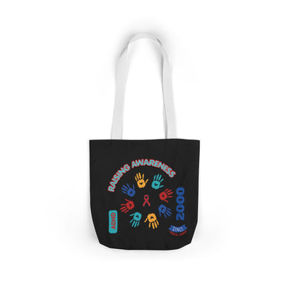 ADHD Awareness Rainbow Ribbon Canvas Tote with Personalized awareness year.