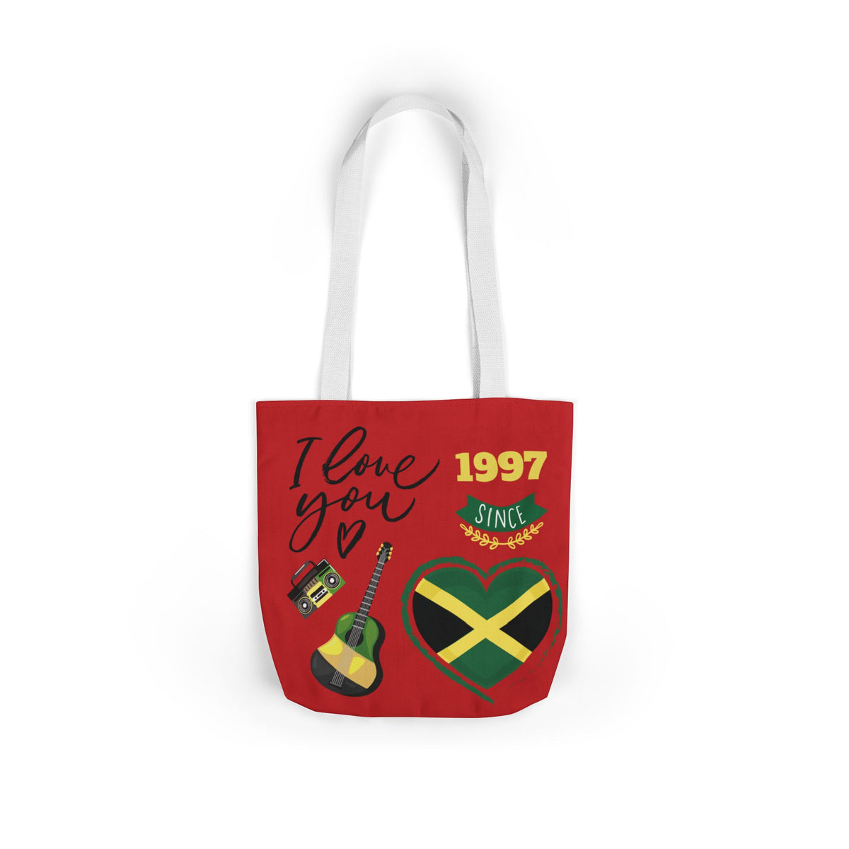 Personalized D.O.B & Initial Jamaica Theme Canvas Tote Bag